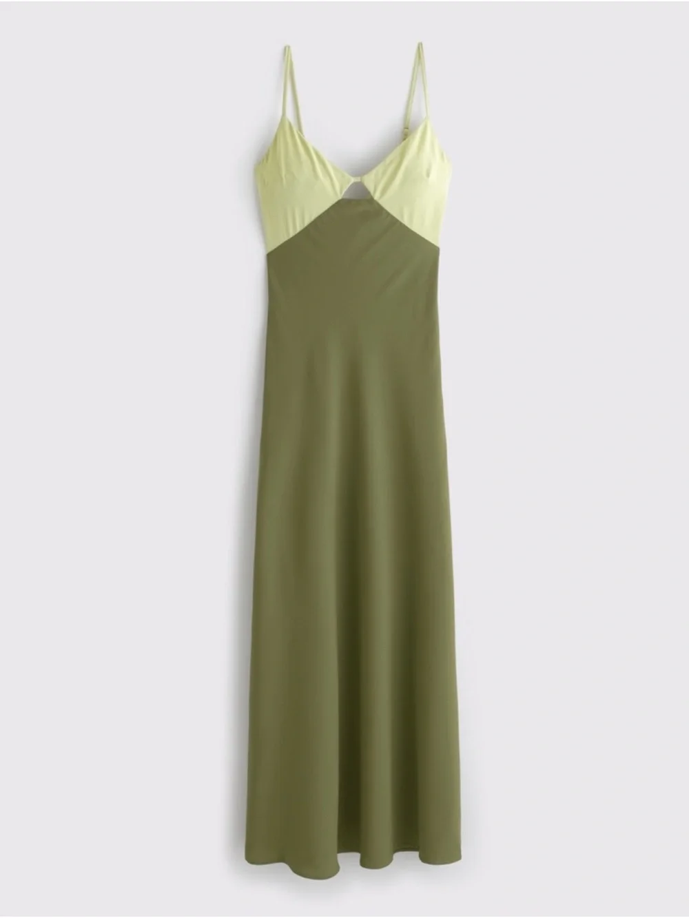 Abercrombie & Fitch Olive and Lemon Two-Tone Maxi Dress
